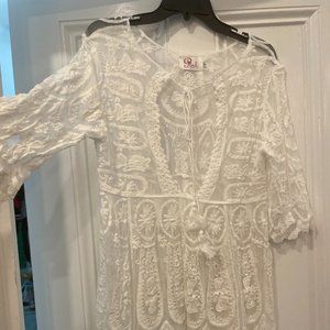 Pink Pineapple Lace Beach Cover Up